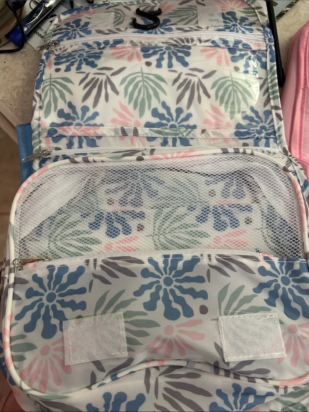 Travel Cosmetic Pouch Trio - Blue, Pink & Floral